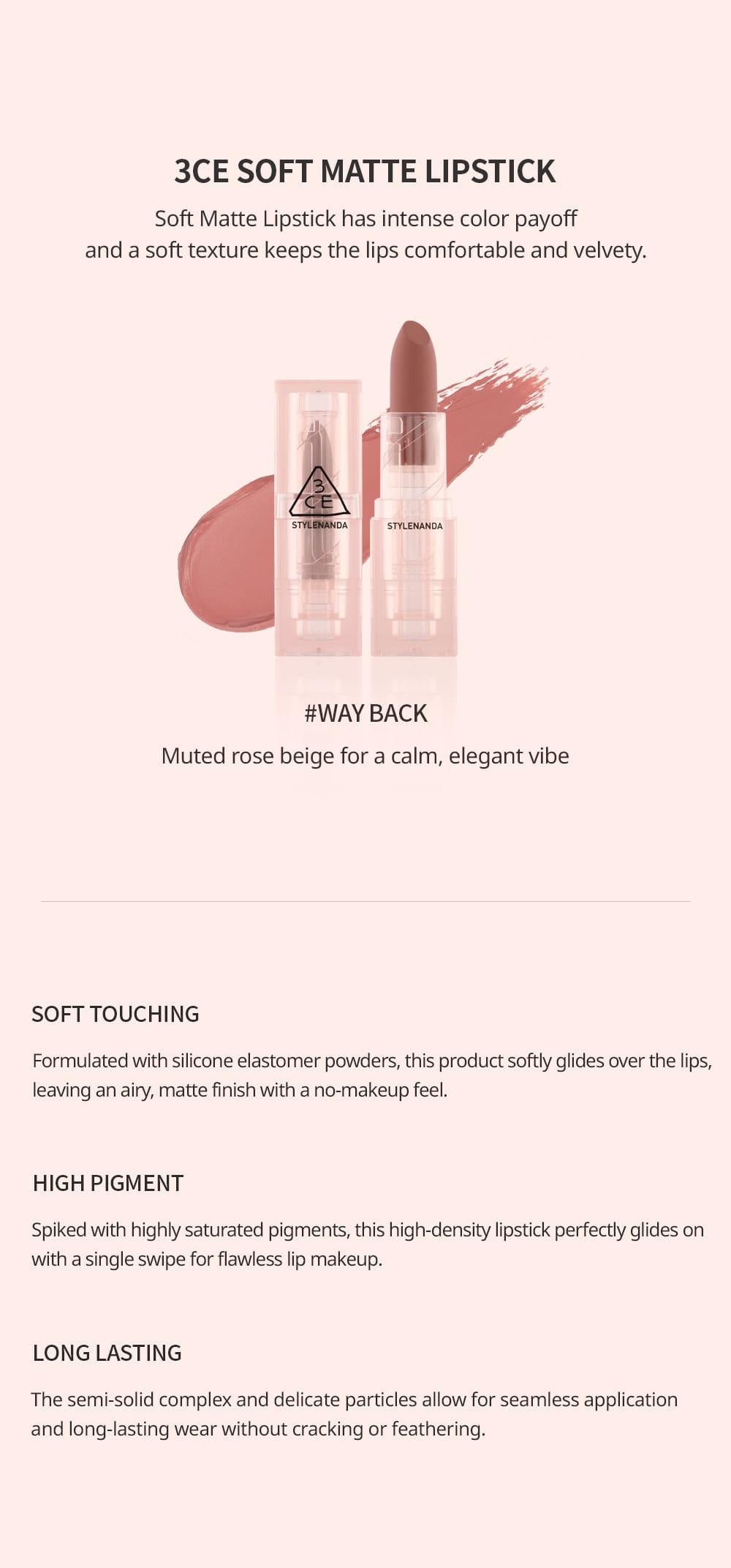 3CE SOFT MATTE LIPSTICK #WAY BACK