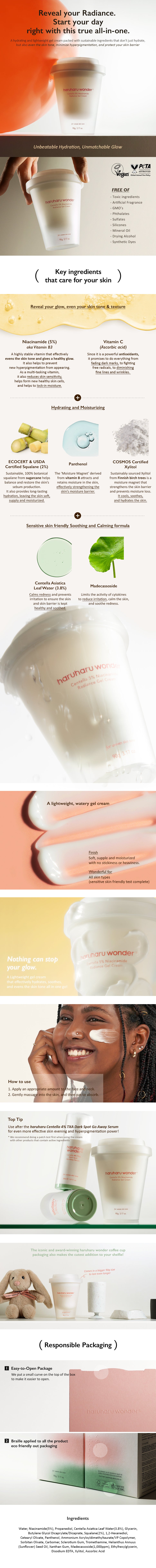 haruharuwonder Centella 5% Niacinamide Radiance Gel Cream 90g