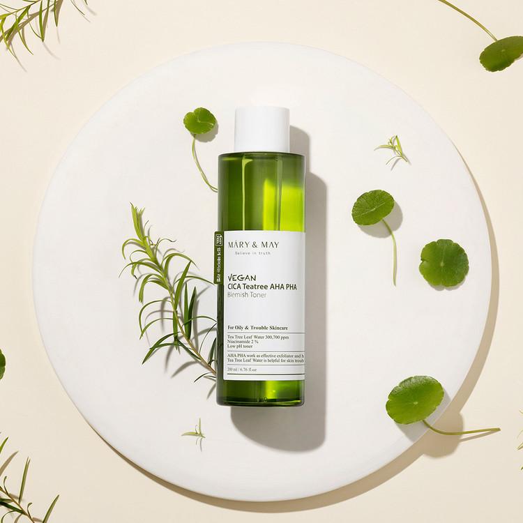 Mary&May Vegan CICA Tea Tree AHA PHA Blemish Toner - 200ml
