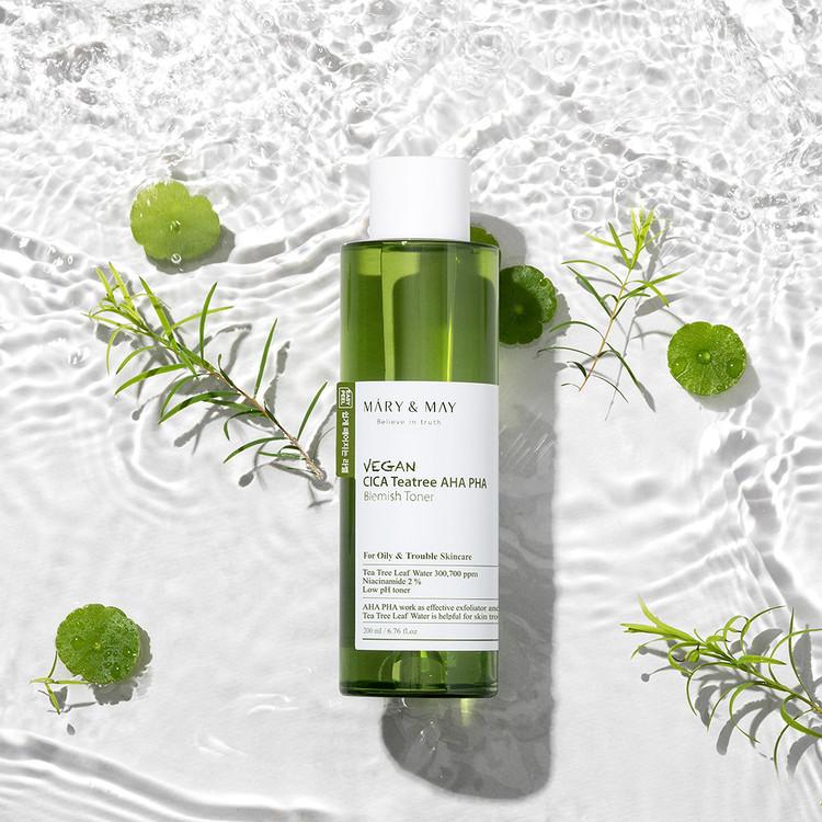 Mary&May Vegan CICA Tea Tree AHA PHA Blemish Toner - 200ml