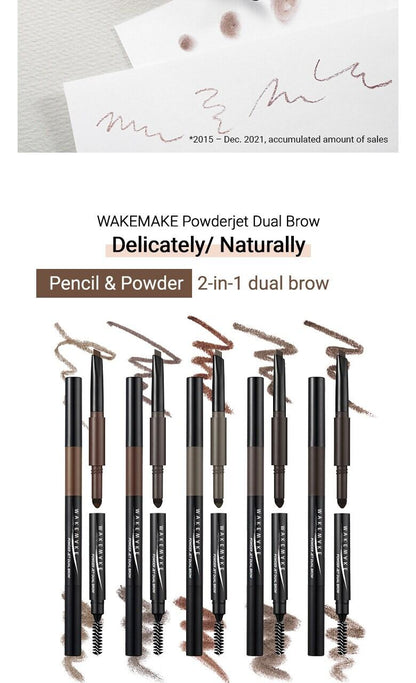 WAKEMAKE Powder Jet Dual Brow 0.75g - #06 Deep Brown