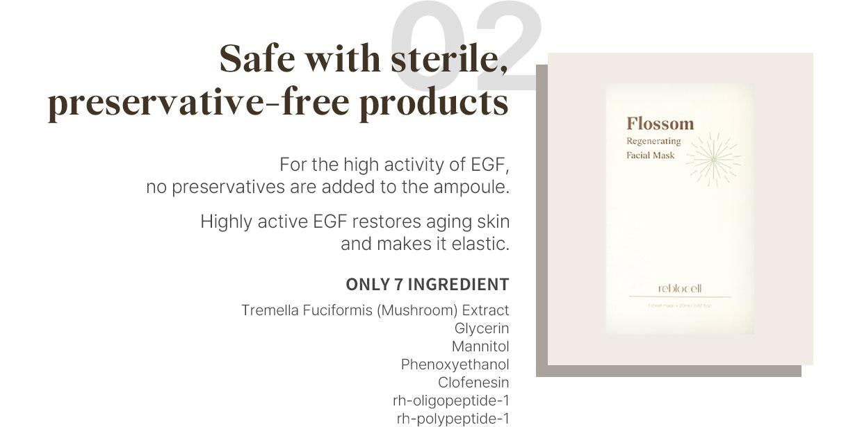 Reblocell Flossom Regenerating Facial Mask EGF 1ppm 1 Sheet