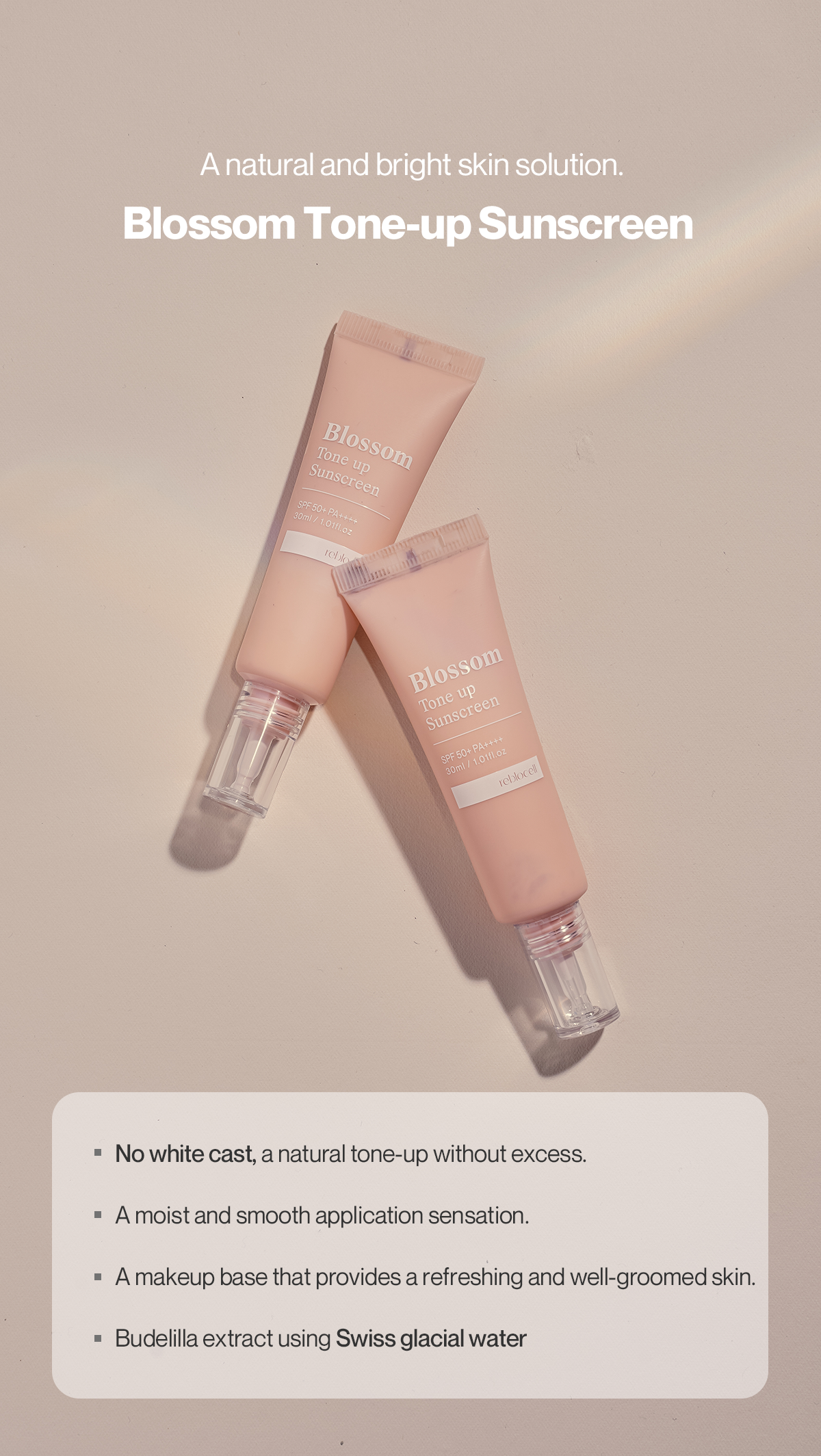 Reblocell Blossom Tone up Sunscreen SPF 50+ PA++++ 30ml