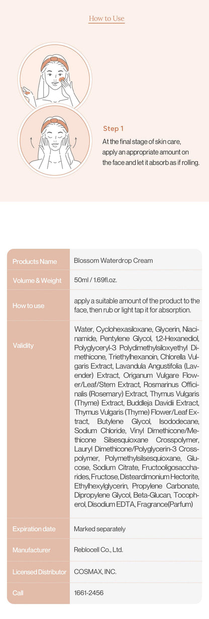 Reblocell Blossom Waterdrop Cream 50ml
