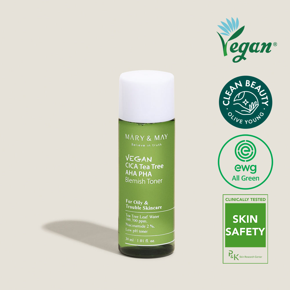 Mary&May Vegan CICA Tea Tree AHA PHA Blemish Toner - 30ml Miniature