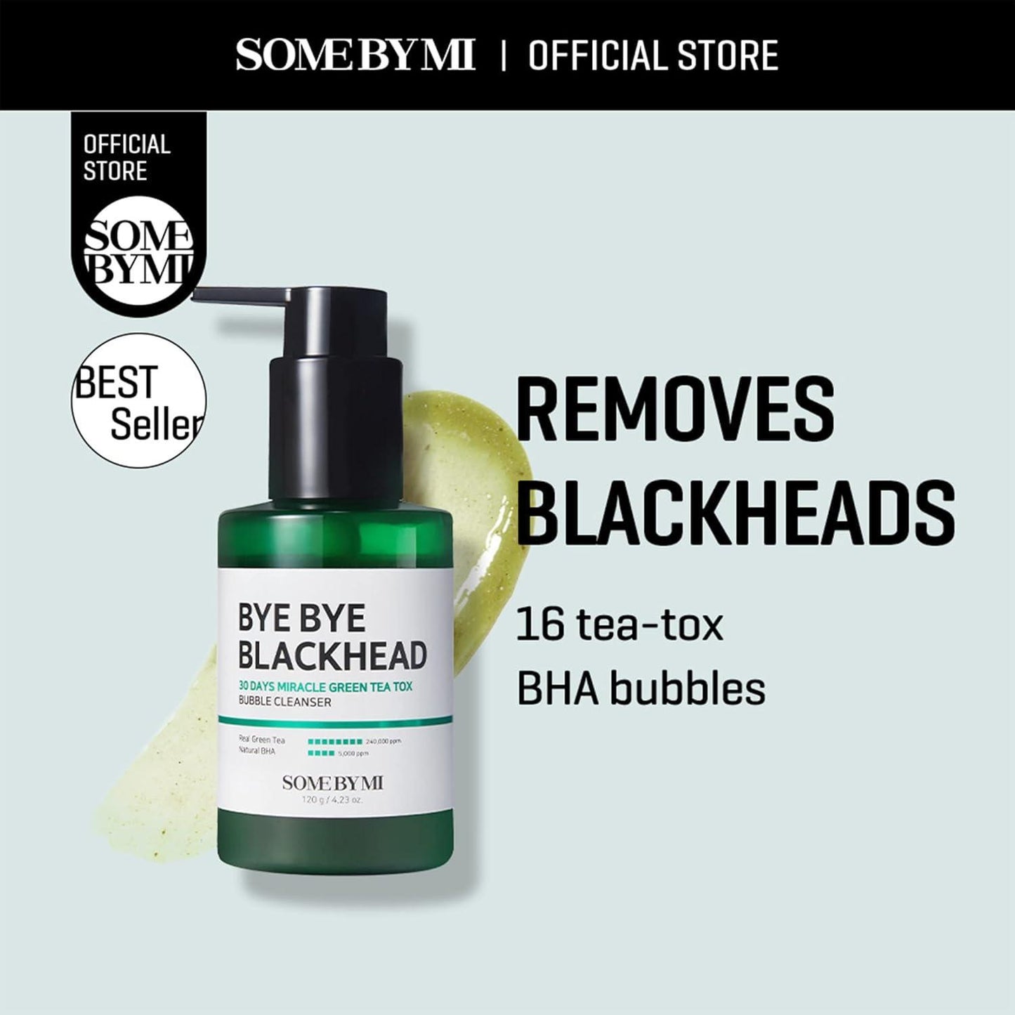SomeByMi BYE BYE BLACKHEAD 30 DAYS MIRACLE GREEN TEA TOX BUBBLE CLEANSER 120g