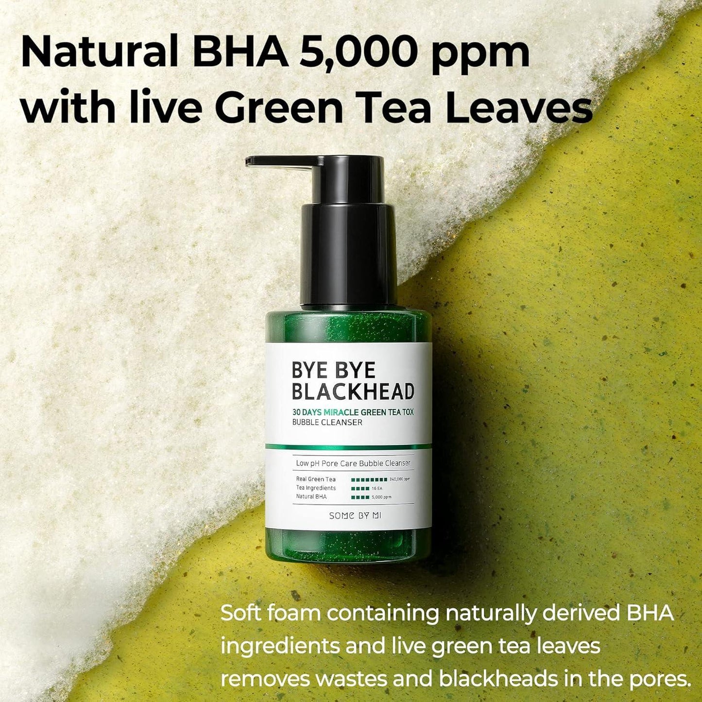 SomeByMi BYE BYE BLACKHEAD 30 DAYS MIRACLE GREEN TEA TOX BUBBLE CLEANSER 120g