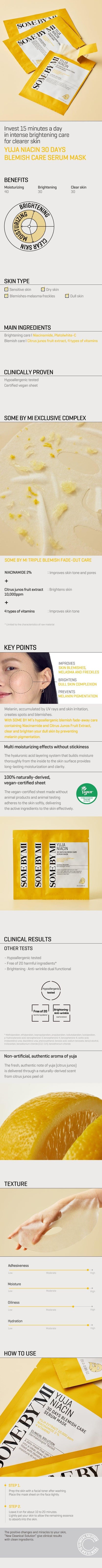 SomeByMi YUJA NIACIN 30 DAYS CARE SERUM MASK  X 10EA