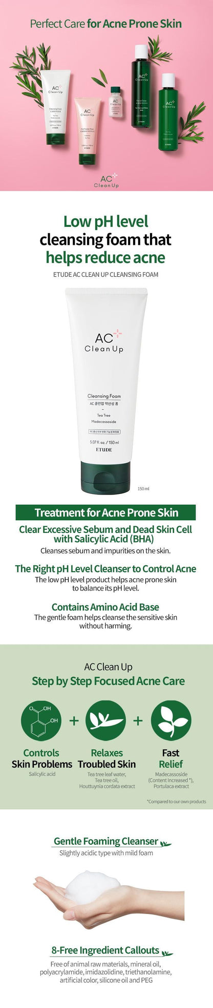 EtudeHouse AC Clean Up Cleansing Foam 150ml