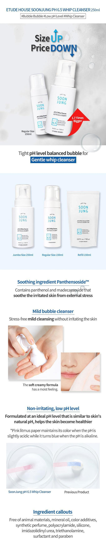 EtudeHouse SoonJung pH 6.5 Whip Cleanser 250ml