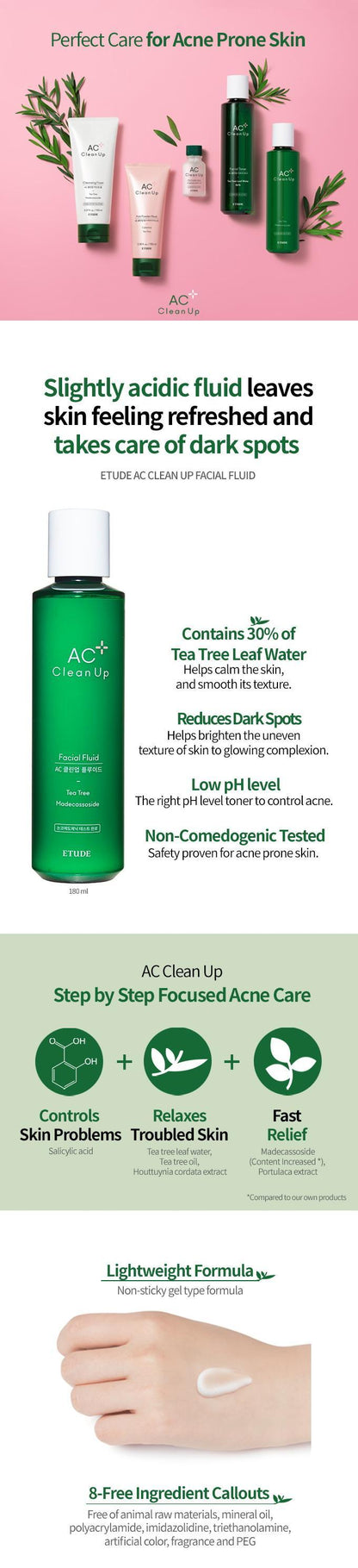 EtudeHouse AC Clean Up Facial Fluid 180ml