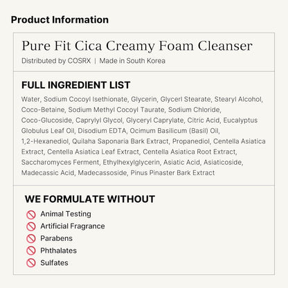 Cosrx Pure Fit Cica Creamy Foam Cleanser 150ml