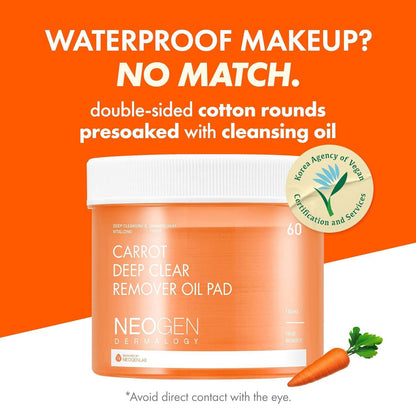 NeoGen DERMALOGY CARROT DEEP CLEAR OIL PAD 150ML (60 PADS)