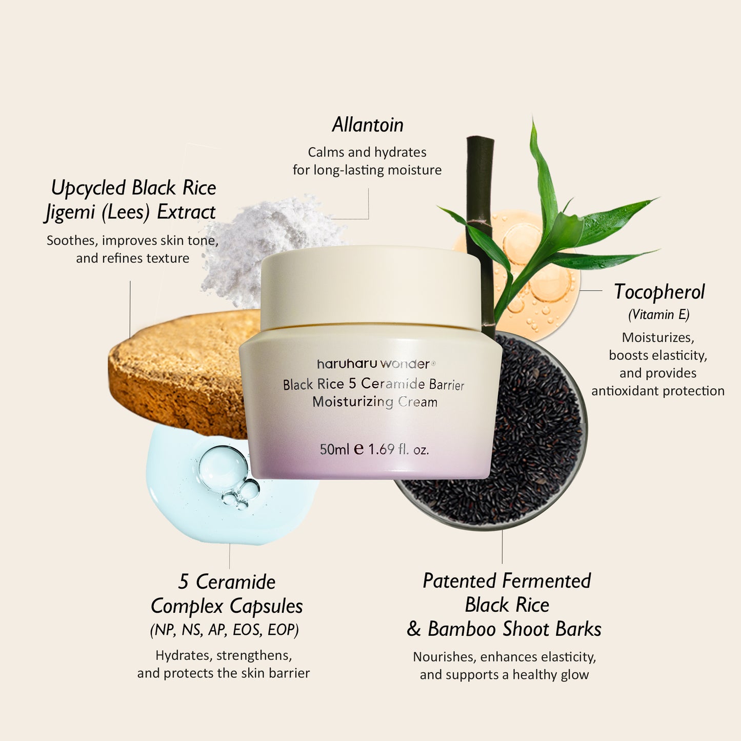 haruharuwonder Black Rice 5 Ceramide Barrier Moisturizing Cream 50ml