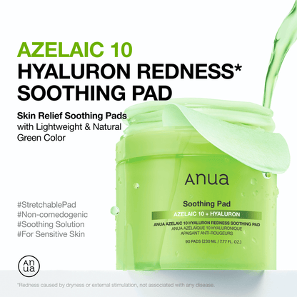 Anua Azelaic 10 Hyaluron Redness Soothing Pad 230ml 90ea