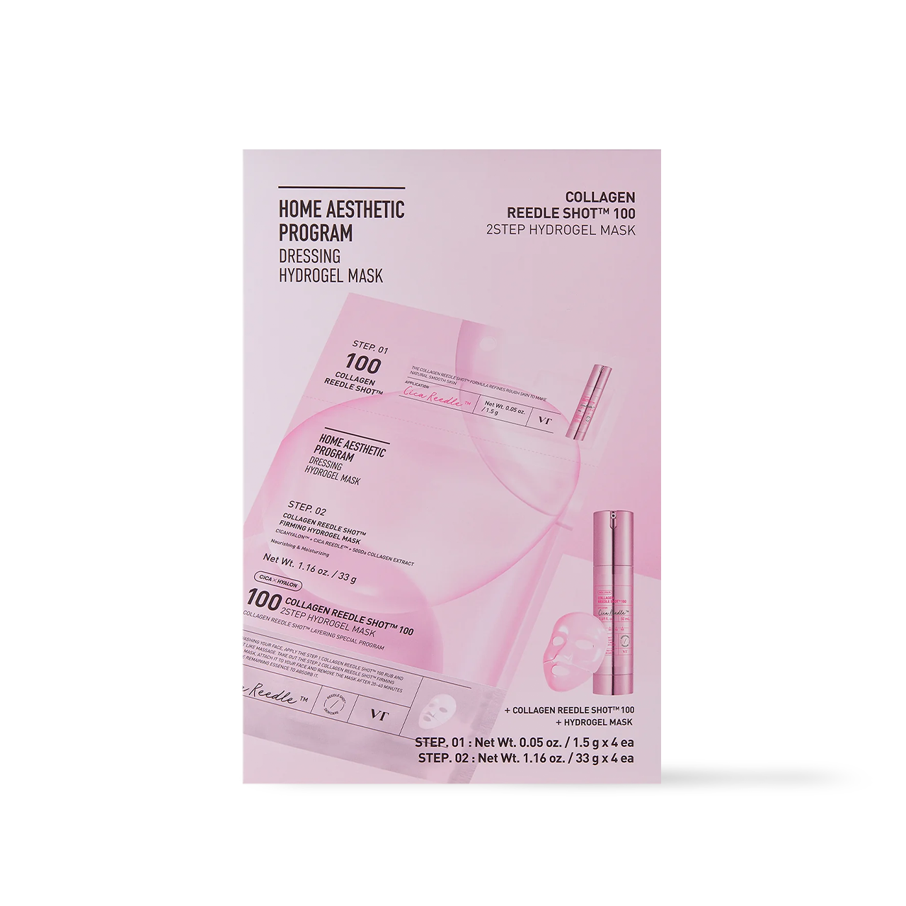 VT Cosmetics COLLAGEN Reedle Shot 100 2STEP Hydrogel Mask 4ea