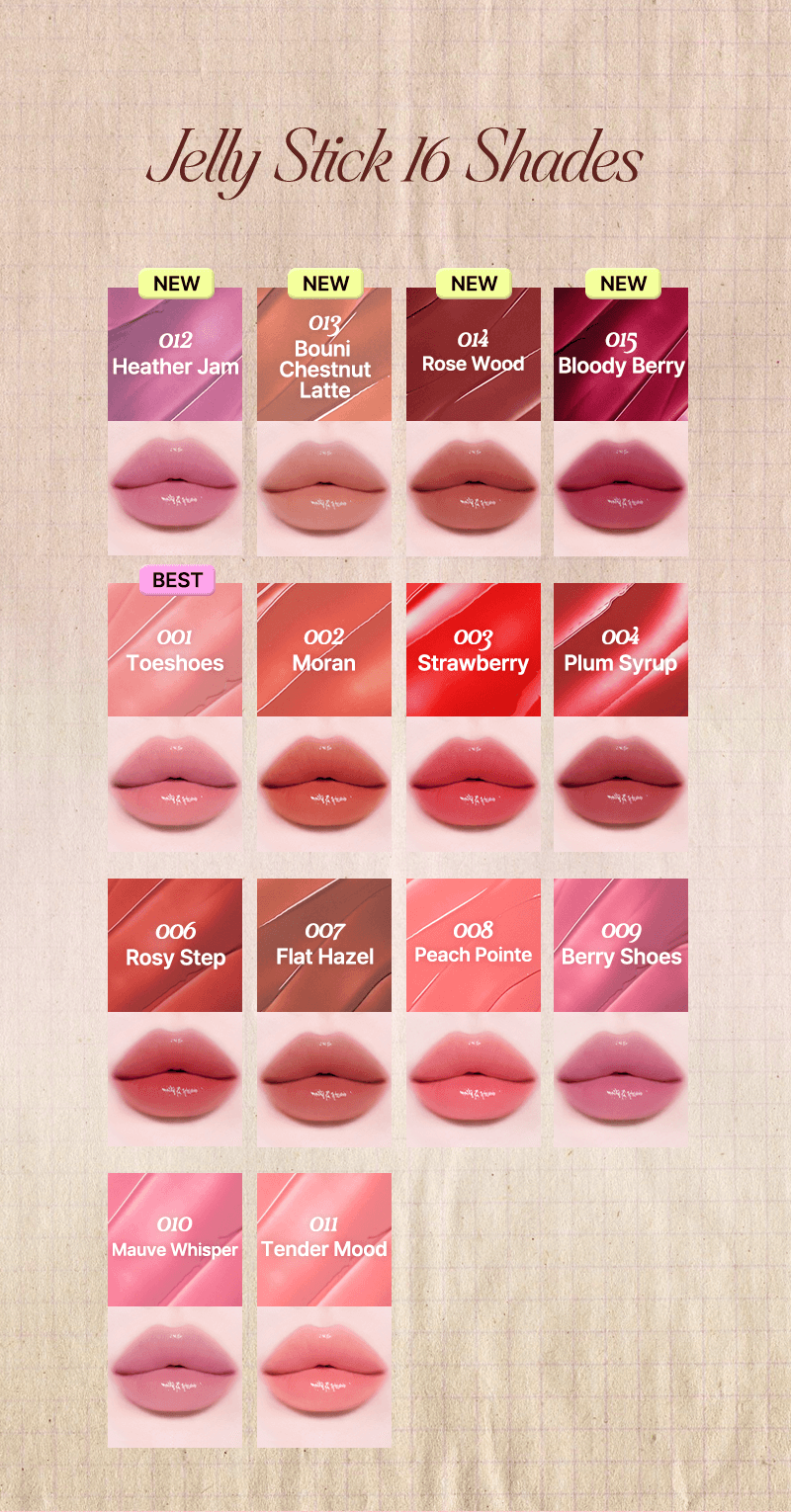 Tiptoe Jelly Stick 3.5g - 14 Colors
