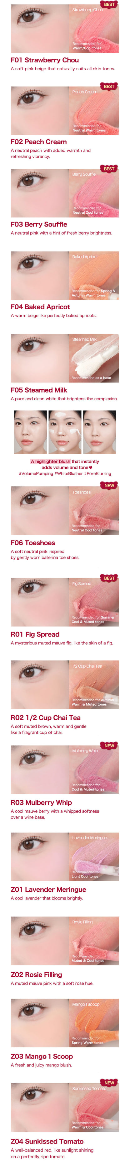 Tiptoe Blurry Puree Blush 5g - 16 Colors