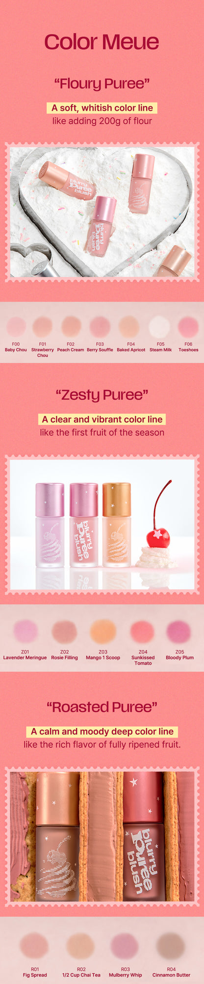 Tiptoe Blurry Puree Blush 5g - 16 Colors