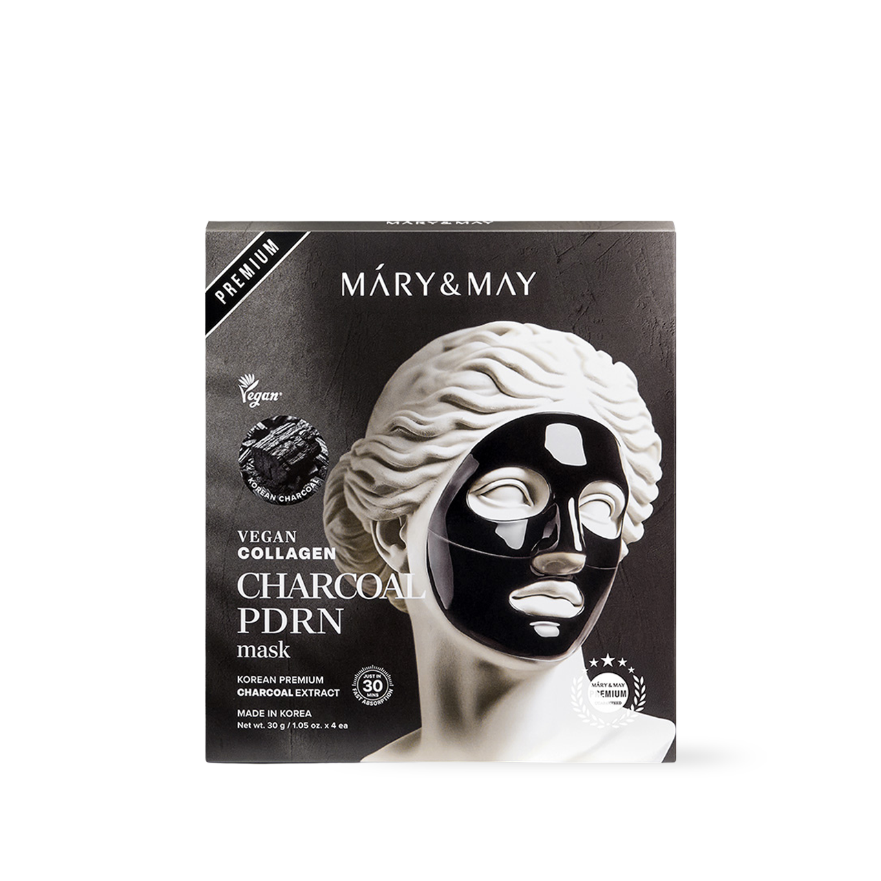Mary&May Vegan Collagen Charcoal PDRN Mask (30g x4)