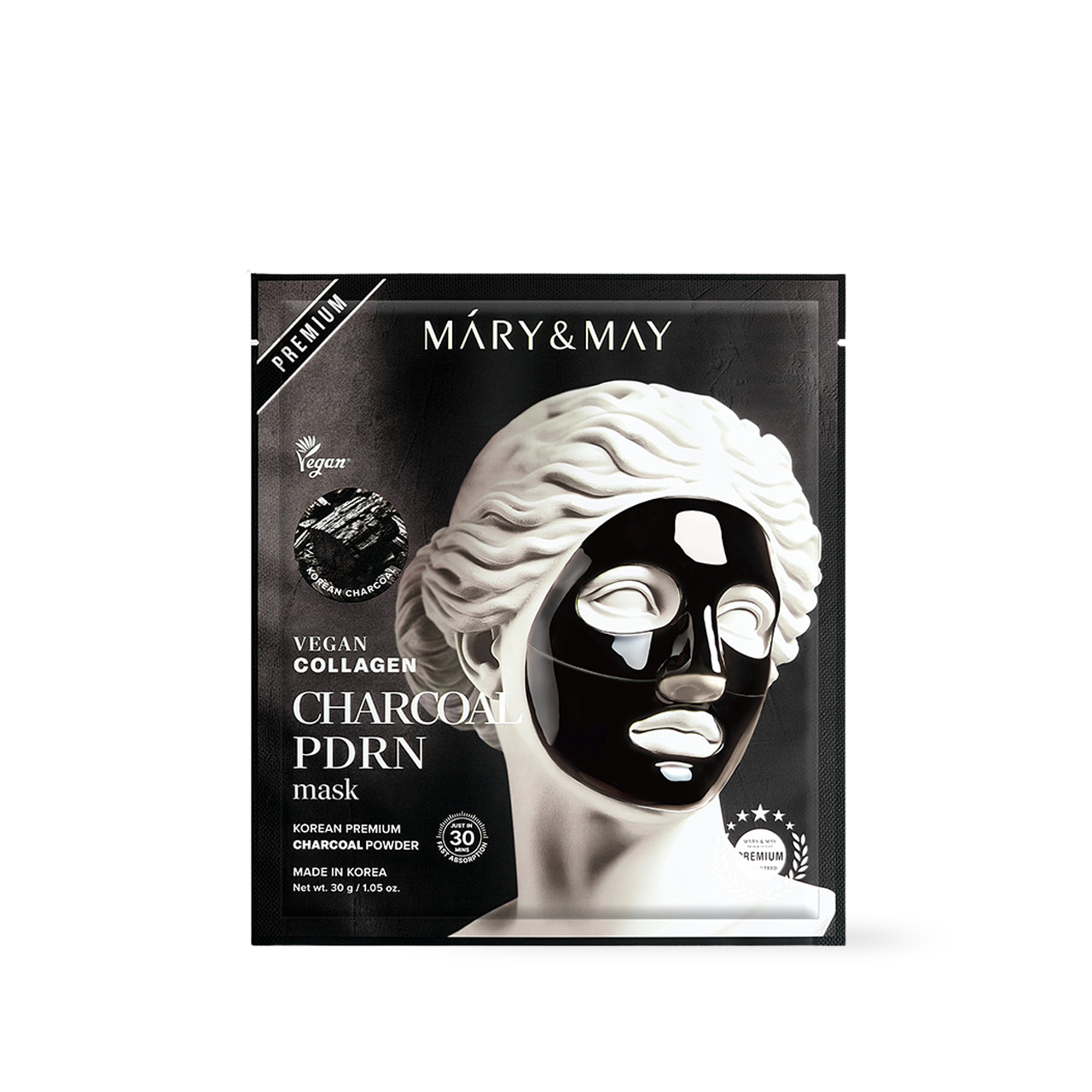 Mary&May Vegan Collagen Charcoal PDRN Mask (30g x4)