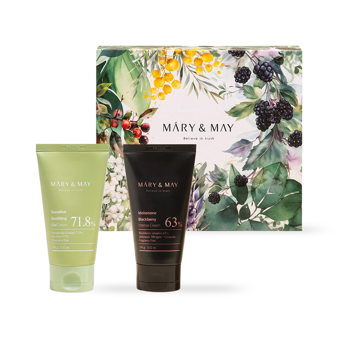 Mary&May Soothing Gel Cream+Idebenone Blackberry Cream Duo Set 100g x2