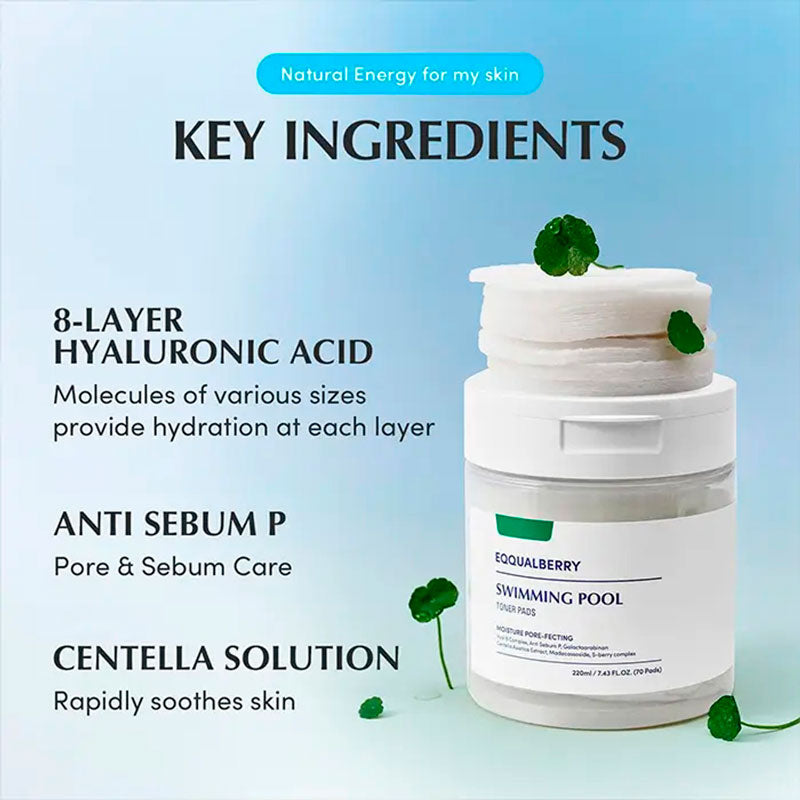 Eqqualberry Swimming Pool Toner Pads 220ml / 70 sheets-2