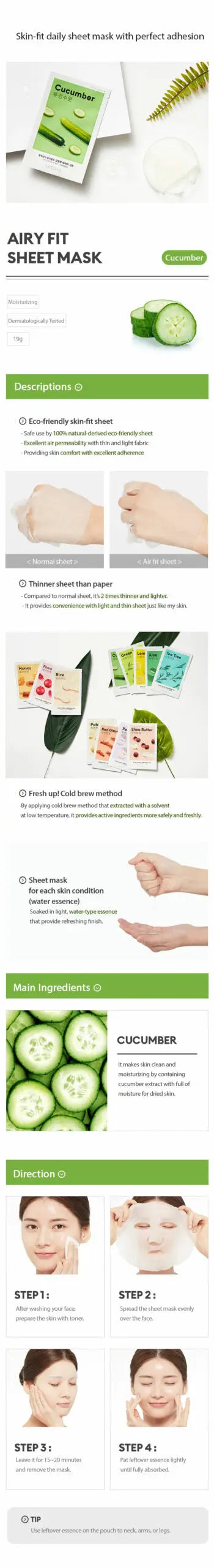 MISSHA Airy Fit Sheet Mask Cucumber-1