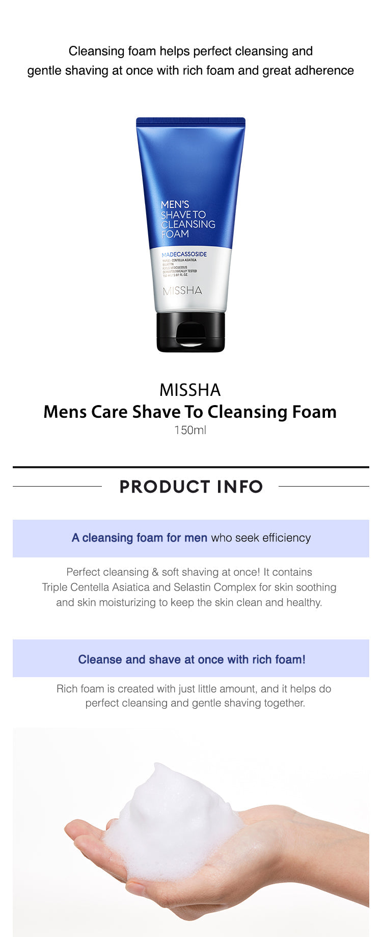 MISSHA Mens Care Shave To Cleansing Foam 150ml-1