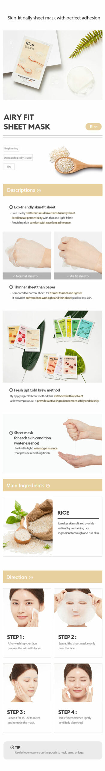 MISSHA Airy Fit Sheet Mask Rice-1