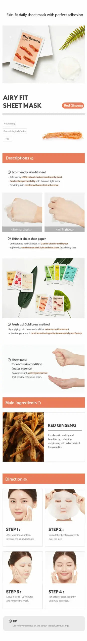 MISSHA Airy Fit Sheet Mask Red Ginseng-1