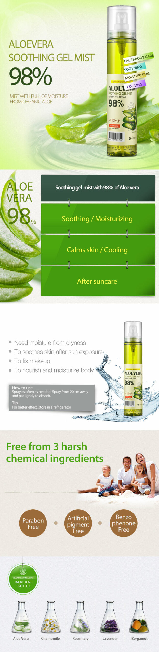 From Nature Aloevera 98% Soothing Gel Mist 120ml-2