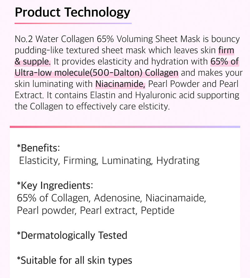 numbuzin No.2 Water Collagen 65% Voluming Sheet Mask-2